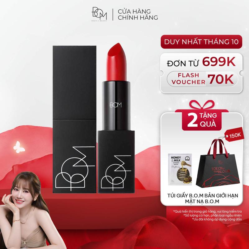 Son Thỏi Lì Lâu Trôi, Siêu Mịn B.O.M My Lipstick 3.5g, Son Thỏi Mềm Mịn, Bảo Vệ & Dưỡng Ẩm Môi
