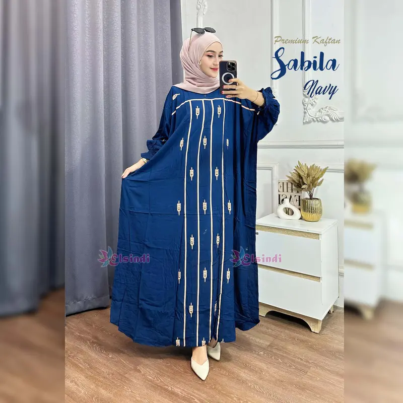 Elsindi Batik Sabila Dress Kaftan Rayon Premium Modis Gaya kekinian Super Adem Nyaman Dipakai kaftan dress gamis kaftan 2025  model  baru Jumbo kaftan kelelawar 7