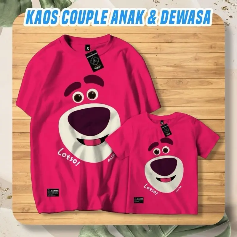BAJU COUPLE ANAK & DEWASA ALTHA LOTSO // KAOS COUPLE IBU & ANAK PEREMPUAN ALTHA CODE ALT 242 PINK