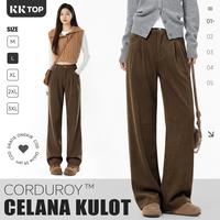 Gambar KKTOP Celana Kulot Panjang Jumbo Wanita Corduroy Ramah Kulit Hangat Tahan Gesek Tidak Mudah Kusut(C106-1902) - Hitam, M dari KKTOP Kab. Bandung 1 Tokopedia