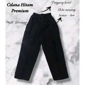 CELANA HITAM PUTIH PREMIUM ANAK PAUD TK SD SMP / BESSWAY SAKU SAMPING PINGGANG KARET