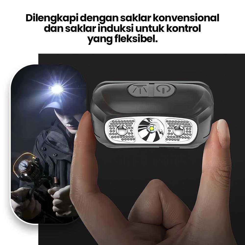 Senter ikat kepala isi ulang ultra terang dengan sensor cahaya intensitas tinggi, kecil dan portabel. Senter ikat kepala isi ulang ultra terang dengan sensor cahaya intensitas tinggi, kecil dan portabel.