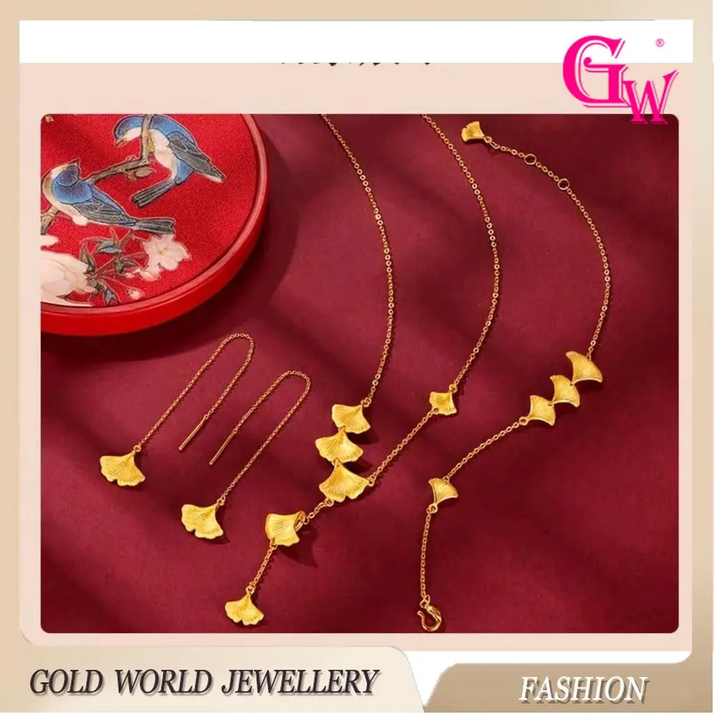 SS24 Brass Gilding Necklace Bracelet Ring Women's Set