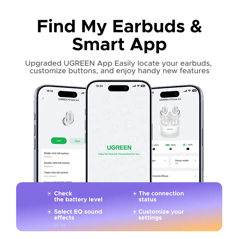 UGREEN HiPure Dots, Tai nghe Bluetooth 6.0, Không dây với thời lượng pin dài, Độ trễ siêu thấp 80ms, Khử tiếng ồn AI, Phù hợp chơi game & học tập, Compatible with iPhone 17 Pro Max, 16 Pro Max, Model: 75627 | BigBuy360 - bigbuy360.vn UGREEN HiPure Dots, Tai nghe Bluetooth 6.0, Không dây với thời lượng pin dài, Độ trễ siêu thấp 80ms, Khử tiếng ồn AI, Phù hợp chơi game & học tập, Compatible with iPhone 17 Pro Max, 16 Pro Max, Model: 75627 | BigBuy360 - bigbuy360.vn