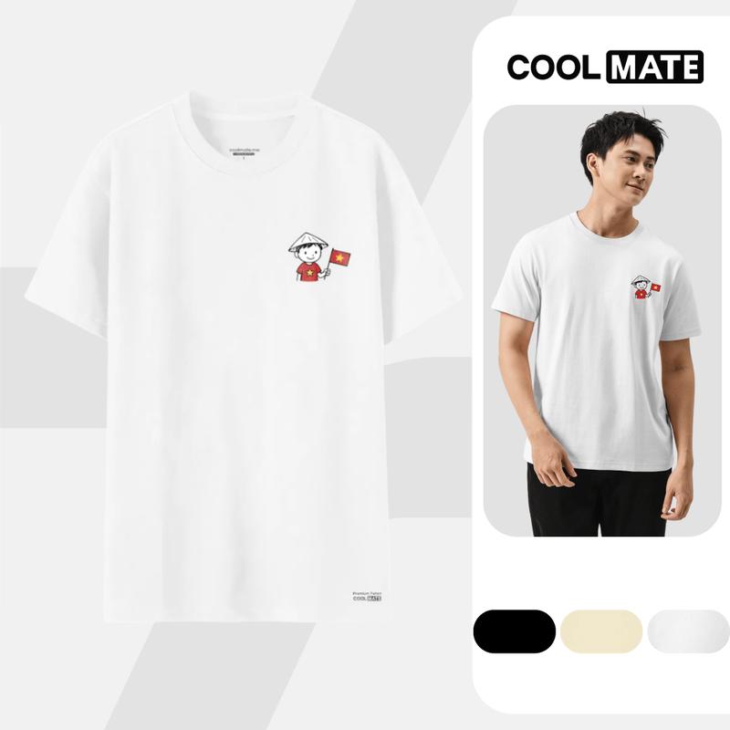 Áo thun nam nữ Cotton IN Bé trai cầm cờ - Coolmate