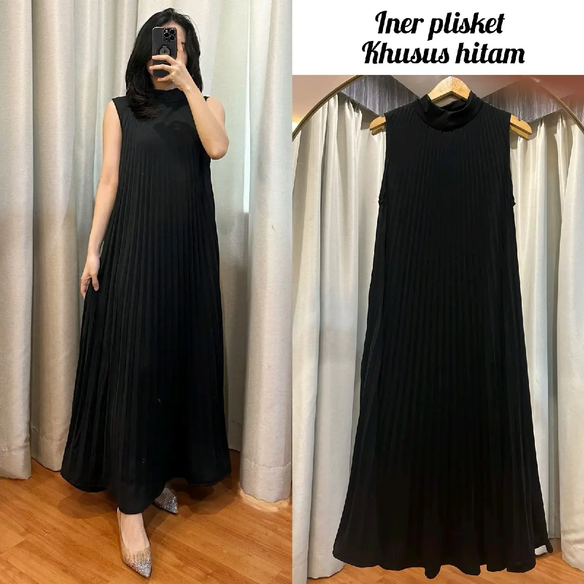 Iner Maxy plisket polos wanita premium//dalaman gamis plisket Maxi model kekinian Lembut Muslim