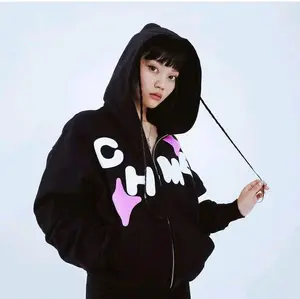 Hoodie Zipper Boxy Chambredelavain CHMB Collection Basic Ignition Bedatar Love Sweater Fleece Unisex Pria Wanita Oversize Casual Jumper Fit Couple Pasangan katunn Hoodie putih dan hitam  Distro