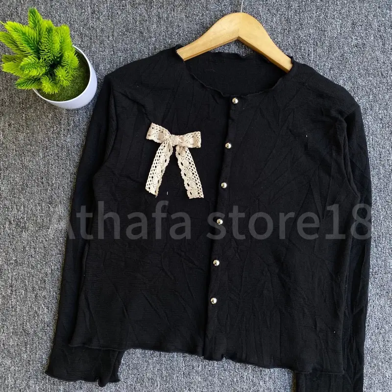 Cardigan wanita model crop top korea style Cantik Baju Kancing