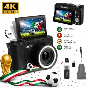 【Tarjeta TF de 32 GB gratis】Cámara digital 4K con filtro estético CCD retro de píxeles HD de 500 W, pantalla plegable, videoblog portátil, temporizador automático, estabilización de imagen, zoom digital de 16x, perfecta para niñas, niños y adolescentes, cumpleaños, Día del Padre y Navidad.