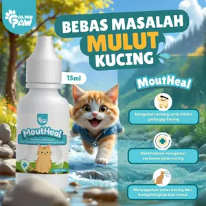 Golden Paw - MoutHeal 15ml Tetes Mulut Kucing Sariawan dan Bau Mulut Untuk Kucing Radang Tenggorokan Bau Mulut Gusi Bengkak