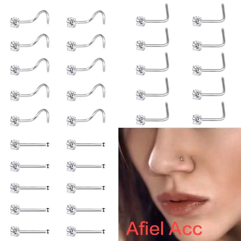 1pcs (1biji) Anting Hidung Stainless Steel Noos Studs 1,5 mm 2mm 3mm Warna Silver untuk Piercing Nasal bahan lama dan aman cocok untuk berbagai gaya