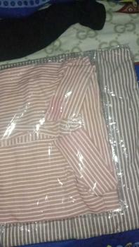 Product Review of ELF STORE - KARA Kemeja Atasan Salur Stripe Katun LD Jumbo Wanita Muslim Panjang Kekinian Baju Oversize from P**e 2