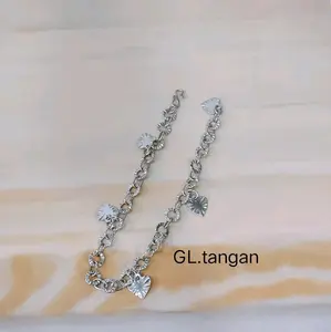 GELANG TANGAN BAHAN BESI PUTIH ANTI KARAT & LUNTUR