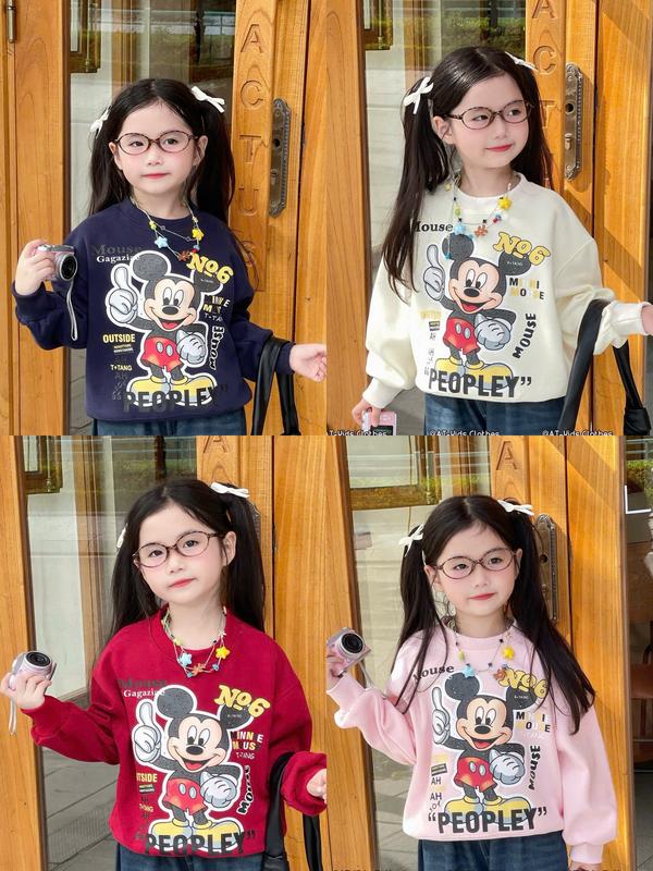   Phúc Anh Kids  Áo Nỉ 2 Da Cổ Tròn Chất Liệu Loại 1 - In hình MICKEY Đáng Yêu Cho Bé Gái 12-38kg! AN1 