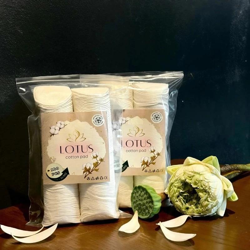  Gói 160 Miếng Bông Tẩy Trang Lotus 3 Lớp Cotton Dập Viền 100% Bông Cotton Không Xơ Mềm Mịn 