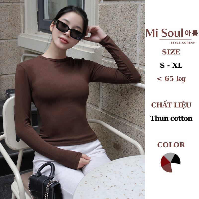  Áo Thun Tay Dài Cổ Tròn Basic BigSize MiSoul Áo Cotton Dài Tay Dáng Ôm Thu Đông 487 