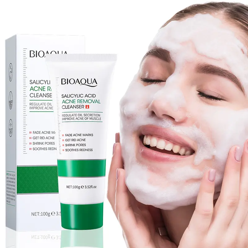 Salicylic Acid Facial Cleanser Acne Treatment Moisturizing Oil Control skincare Face Wash Foam Face Cleanser Skin Care Soothes Redness Gentel Hydrating For Women Girl Female
