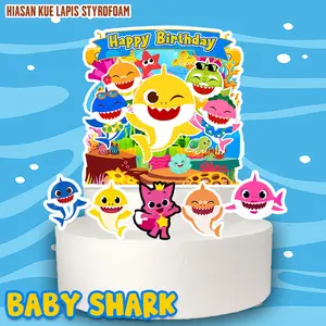 Cake topperBABY SHARK/hiasan kue BABY SHARK STYROFOAM