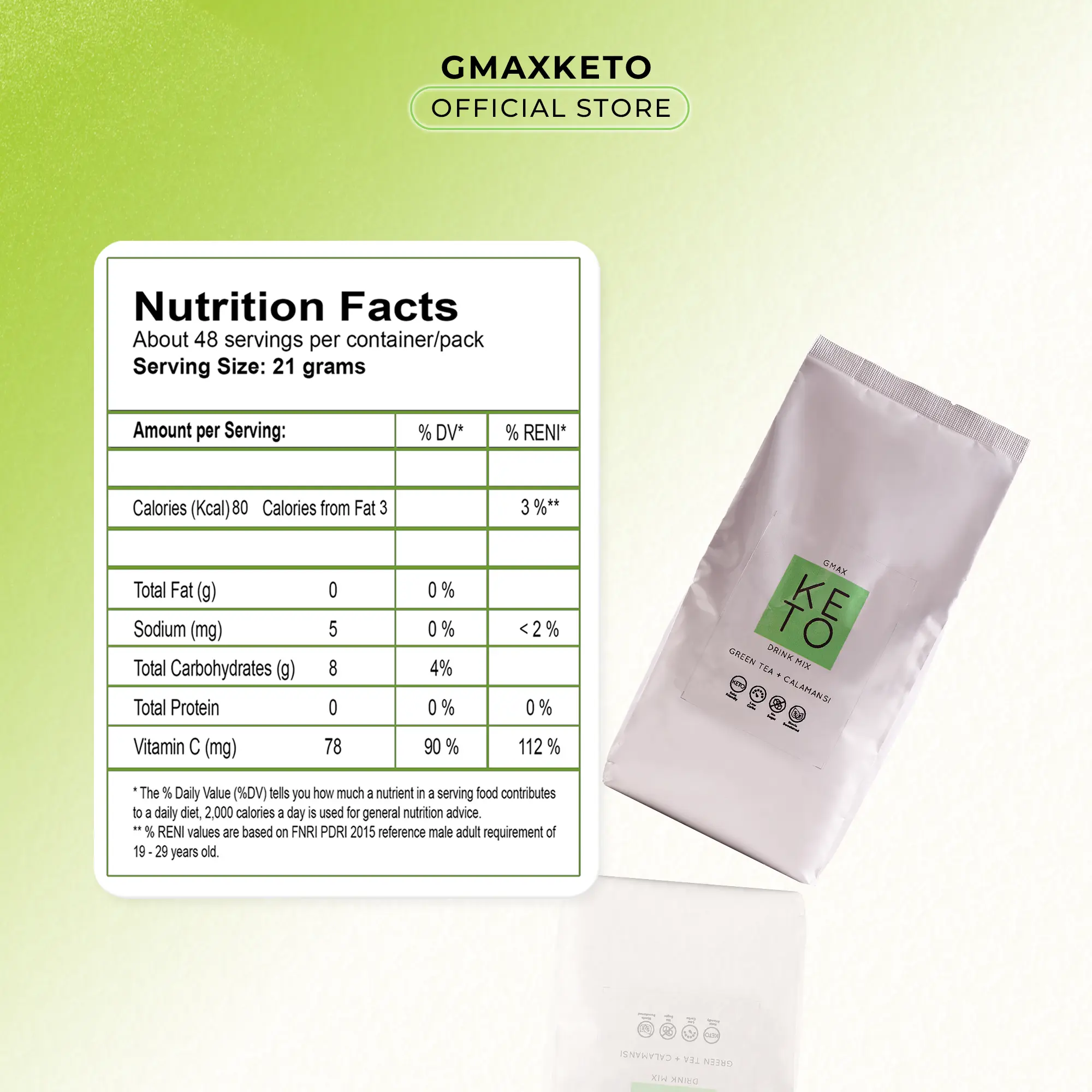 GMAX KETO Green Tea Calamansi 1 Kilo Pack, Makes 50 Glasses -Vitamin C, L- CARNITINE, NO SUGAR, STEVIA, FREE SHIPPING - TikTok Shop Philippines