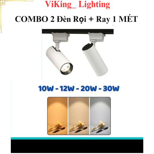  COMBO 2 Đèn Rọi Ray COB 10W 20W 30W 40W + Thanh Ray 1 Mét  Đèn Rọi Ống Bơ Đèn Led Đèn Soi Tranh Trang Trí Decor Chiếu Sáng Shop Quần Áo Quán Cà Phê 