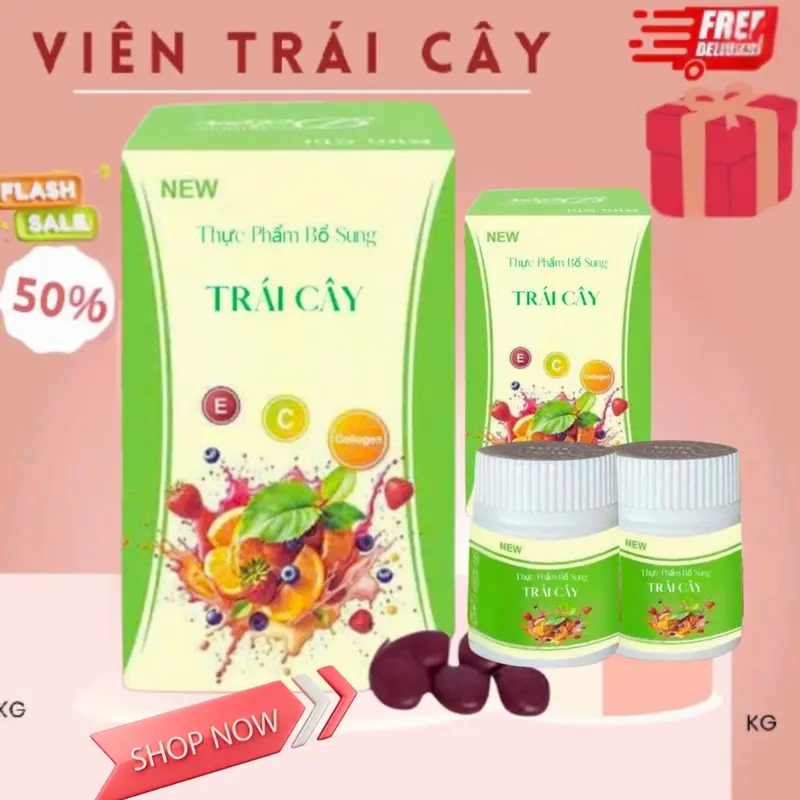 NEW ( COMBO 2 Hộp ) Viên Uống Trái Cây Bổ Sung Vitamin & Viên Uống Vitamin Trái Cây ( 2 HỘP ) 0