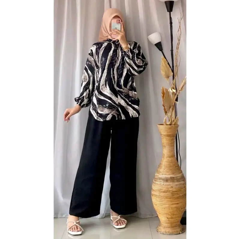 SETELAN WANITA MOTIF SALUR MALIKA // ONE SET WANITA TERBARU // SET PENJAMAS KEKINIAN TERMURAH 5