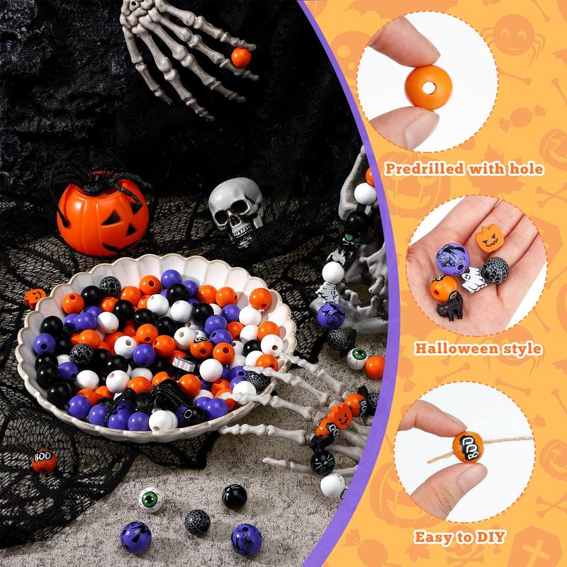 200 PCS Wooden Beads for Halloween online Decoration DIY Home Décor