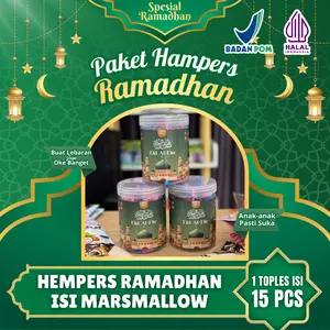 [Ramadhan Sale] Paket Hampers Ramadhan Isi Marshmallow Ball 15 Pcs Mix Rasa Cokelat dan Strawberry