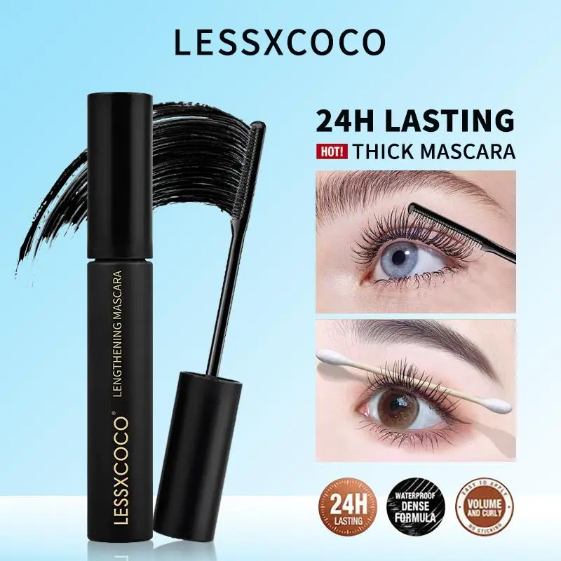 (COD)Mascara LESSXCOCO mỹ phẩm Không Thấm Nước, Lâu Trôi, 36H, Chống Nhòe, Làm Dài Lông Mi, Làm Đầy Sợi, Làm Cong, Trang Điể, Chống Mồ Hôi Silicon Cosmetic Nữ