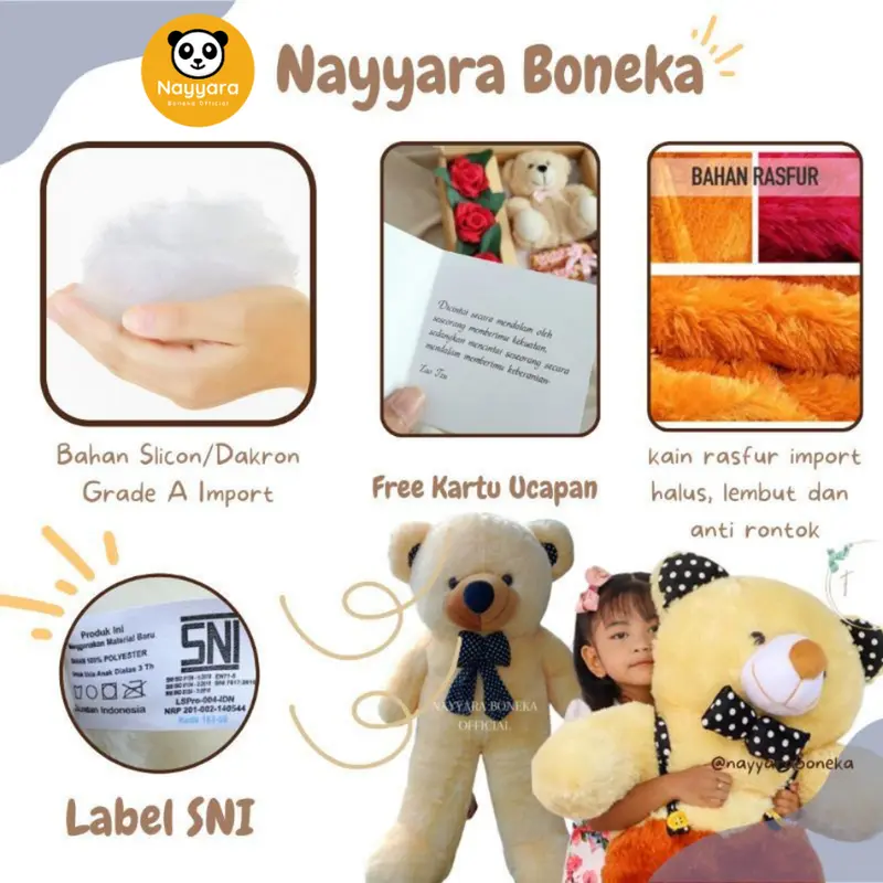 Boneka Panda Bianka Teddy Bear Jumbo 70 cm SNI 7