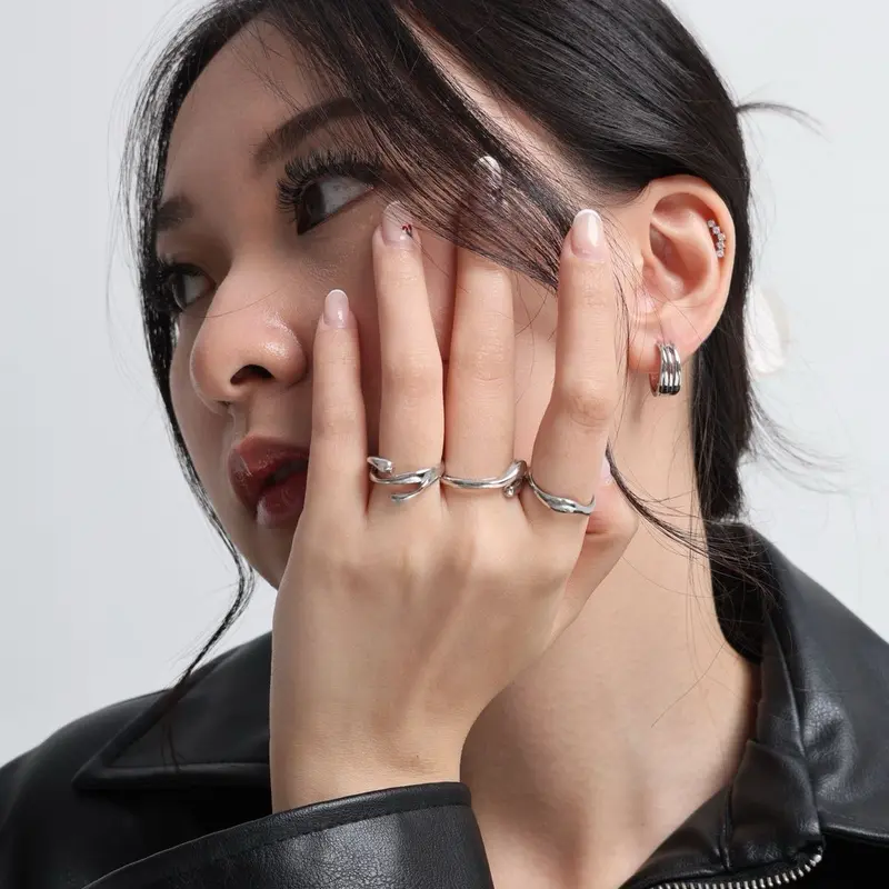 Beur - LISA 3 in 1 Cincin KC Silver Platted Adjustable Ring  / Cincin Open Size 1