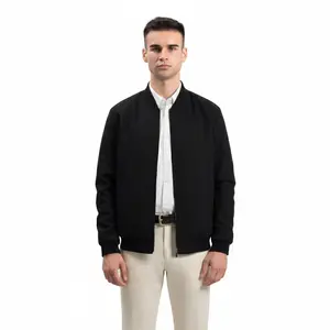 Ribsgold Jaket Bomber | Bomber Jaket | Outer pria | Jaket Pria lembut nyaman  panjang  casual Polos Zipper Keren Hitam Cowok