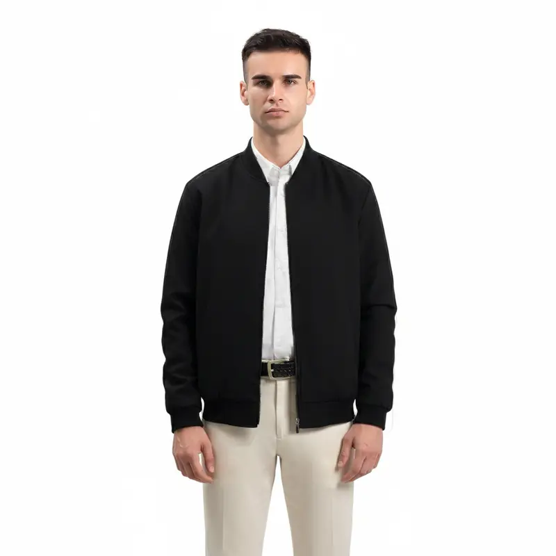 Ribsgold Jaket Bomber | Bomber Jaket | Outer pria | Jaket Pria lembut nyaman  panjang  casual Polos Zipper Keren Hitam Cowok