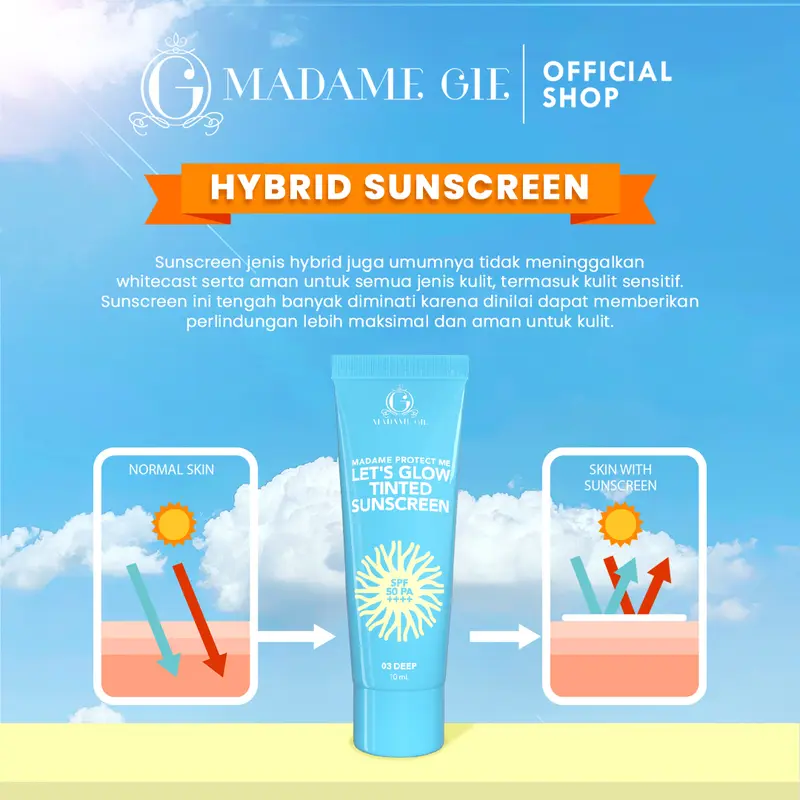 Madame Gie Protect Me Lets Glow Tinted Sunscreen SPF 50 PA ++++ - No Fragrance Perawatan Wajah Semua Jenis Kulit Facial Hitam 7