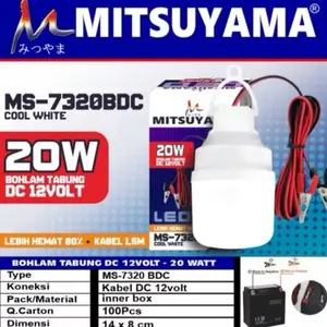 Lampu LED DC 12V 20W / Bohlam AKI 5w 10w 15w 20WATT Emergency Mitsuyama Cahaya Putih