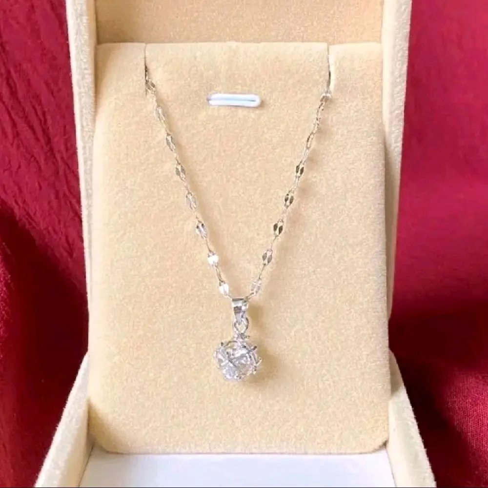Kalung pecah kopi Kecil free Liontin permata bulat silver Titanium anti luntur anti karat terlaris Kulit Perhiasan