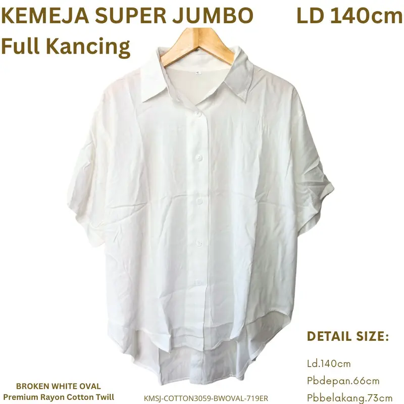 KEMEJA WANITA KEKINIAN JUMBO LD 140CM ATASAN OVERSIZE KATUN / KEMEJA WANITA BIGSIZE / KEMEJA JUMBO STYLE KOREA / KEMEJA KEKINIAN KATUN LD 140CM 7
