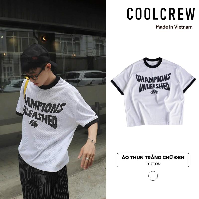 Áo Thun Trắng Chữ Đen COOLCREW Áo thun Form Rộng, Basic Nam Nữ Thời Trang Năng Động