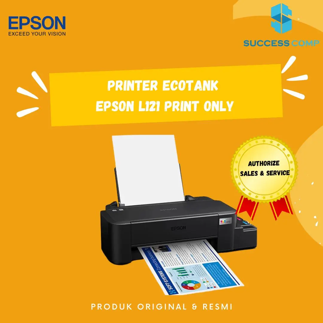 Printer Epson L121 Single Function, Hanya Cetak, Resmi Garansi Tinta