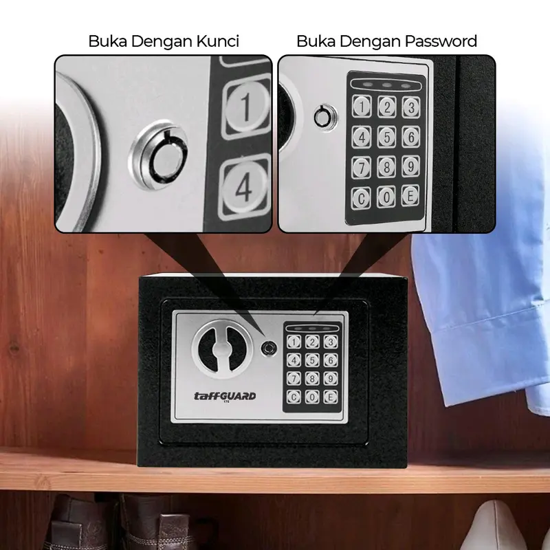 TaffGUARD Kotak Brankas Hotel Mini Password Safe Deposit Box 4.6L Brankas Elektronik 1
