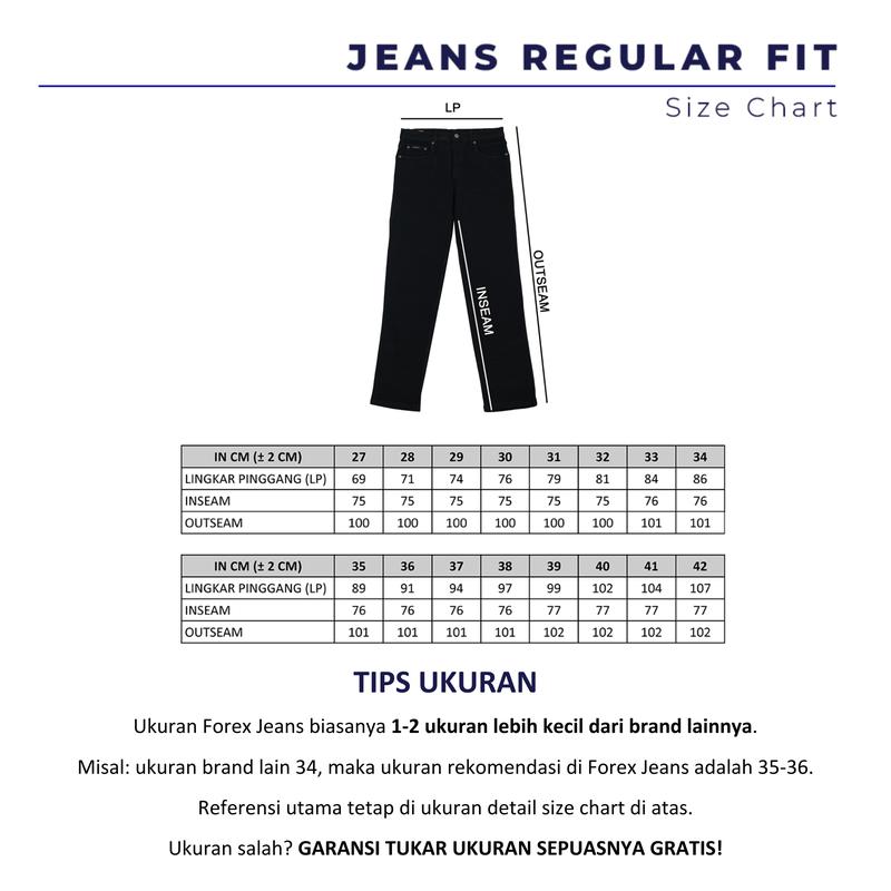 FOREX Celana Jeans Pria Hitam Polos Regular Fit DLRS3635 4