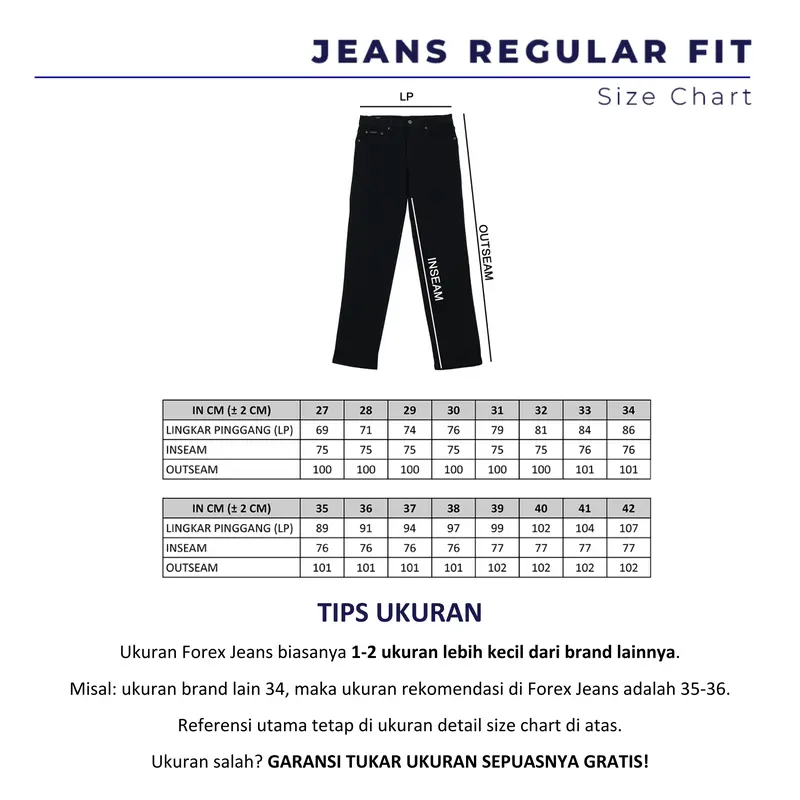 FOREX Celana Jeans Pria Hitam Polos Regular Fit DLRS3635 4
