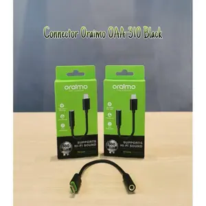 ￼Oraimo Konektor Aliran Adaptor Audio Aux Jack Headphone Ke Aksesori Earphone OAA-310 Hitam Tahan Lama Tipe-C Adapter Stream Connector Type-C Durable Black Accessories