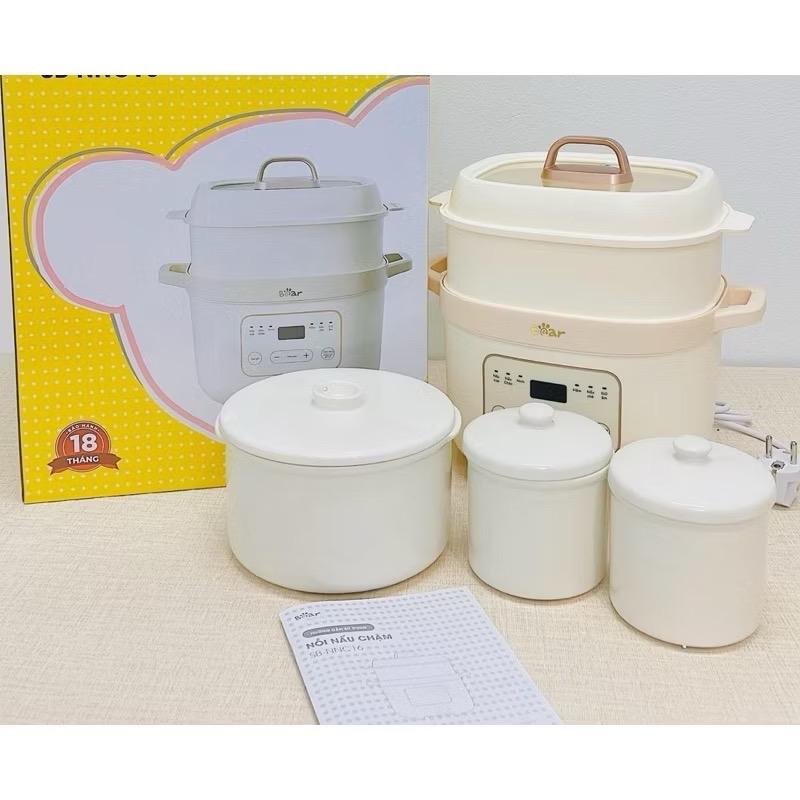 (Bảng TV) Nồi nấu chậm Bear SUBE002 1.6L bản nấu cháo, ninh, hầm có tính năng hẹn giờ và giữ nhiệt,Chính Hãng,BH 18T Nồi Điện   Nấu Ăn Nồi Lẩu Nồi Lẩu Điện