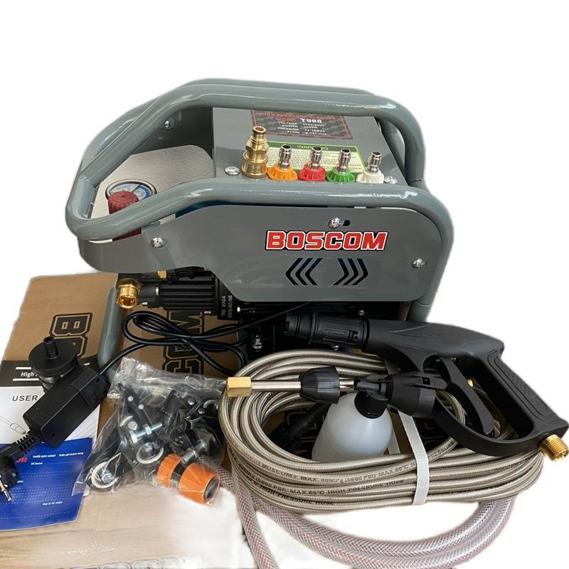  ￼  Tặng béc rửa xe  Máy rửa xe BOSCOM 3500W-Máy Xịt rửa-dây áp lực 15m - Lõi đồng  Có khung gầm bảo vệ máy  bảo hành 24 tháng 