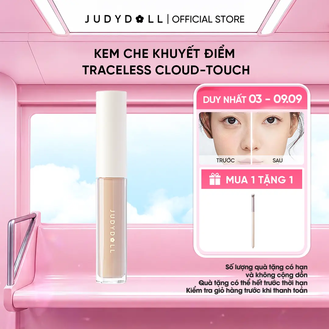JUDYDOLL Kem che khuyết điểm Traceless Cloud-Touch Concealer Tự nhiên Lâu trôi Tiệp da 3.2g