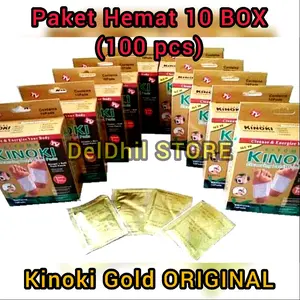 PAKET HEMAT 10 BOX KINOKI GOLD Koyo Herbal Detox Kaki Original Ampuh Menghilangkan Toksin/Racun didalam Tubuh Kinoki Patch Kinoki Foot Patch