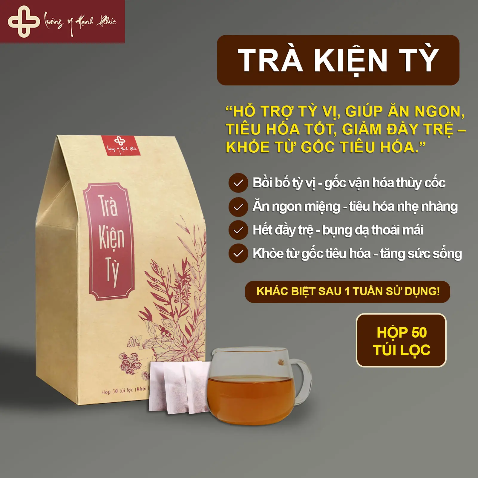 Trà kiện tỳ (vận hóa tiêu hóa tốt), Hỗ Trợ Tỳ Vị, Giúp Ăn Ngon, Tiêu Hóa Tốt, Giảm Đầy Bụng - Lương Y Hạnh Phúc