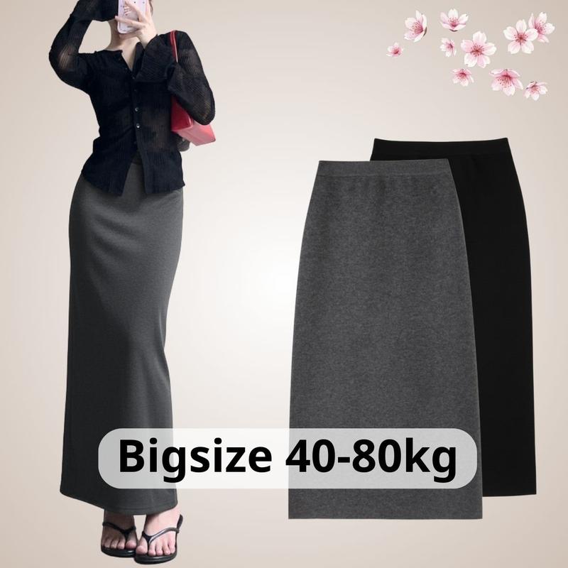  Chân váy nữ BIGSIZE Banamo Fashion chân váy nỉ len dáng dài cạp chun xẻ tà sau phong cách Hàn Quốc 510 