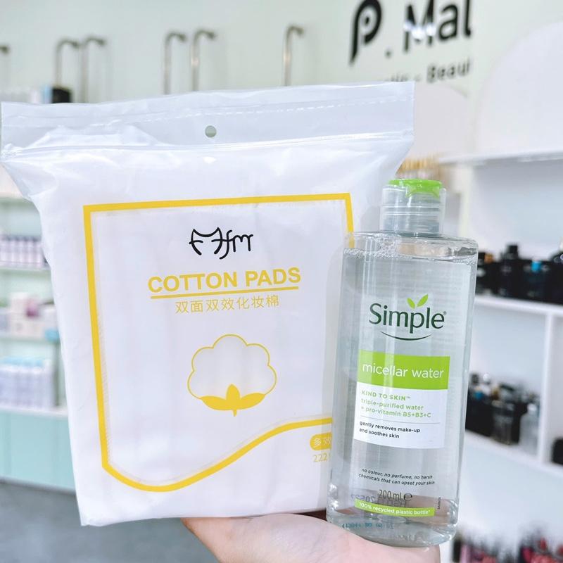 Combo Nước Tẩy Trang Simple Micellar 200ml & Bông Tẩy Trang 222 Miếng